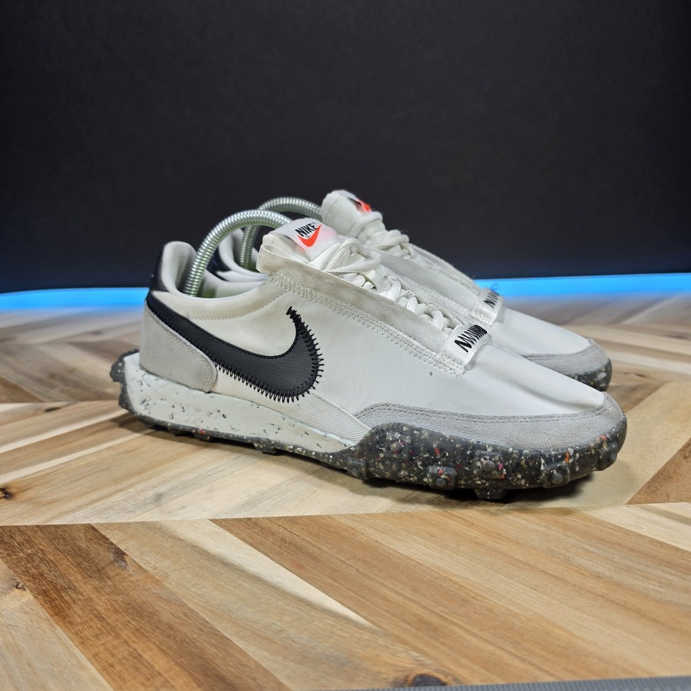 Nike Waffle Racer Crater Women's 10 White Black CT1983-104 Sneakers